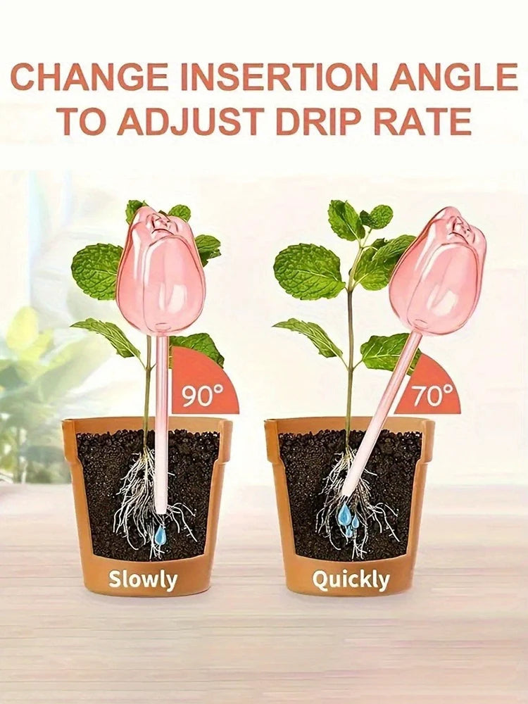 Garden Pink Tulip Plant Watering Balls, Suitable For Indoor Outdoor Plants, Automatic Plant Drippers, And Automatic Watering