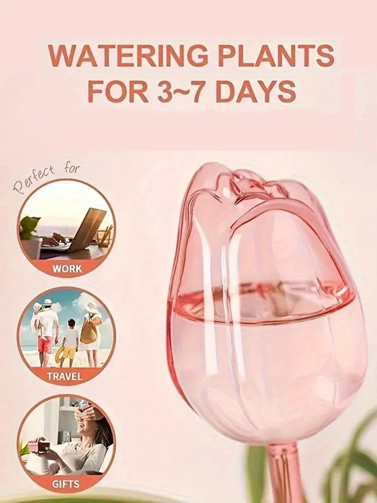Garden Pink Tulip Plant Watering Balls, Suitable For Indoor Outdoor Plants, Automatic Plant Drippers, And Automatic Watering