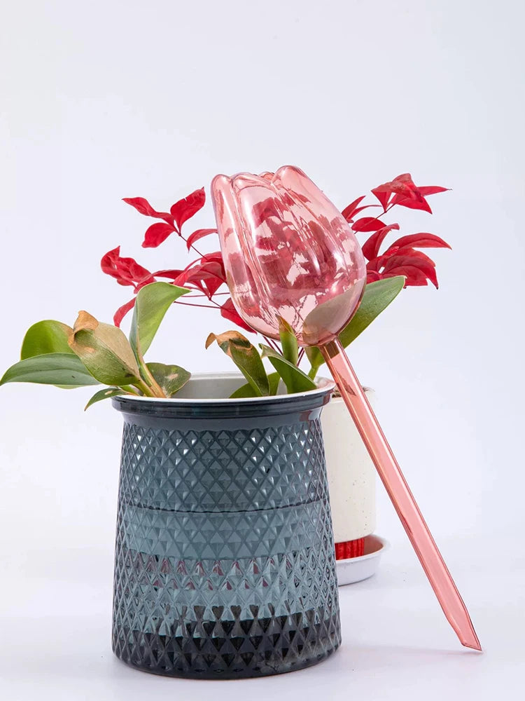 Garden Pink Tulip Plant Watering Balls, Suitable For Indoor Outdoor Plants, Automatic Plant Drippers, And Automatic Watering