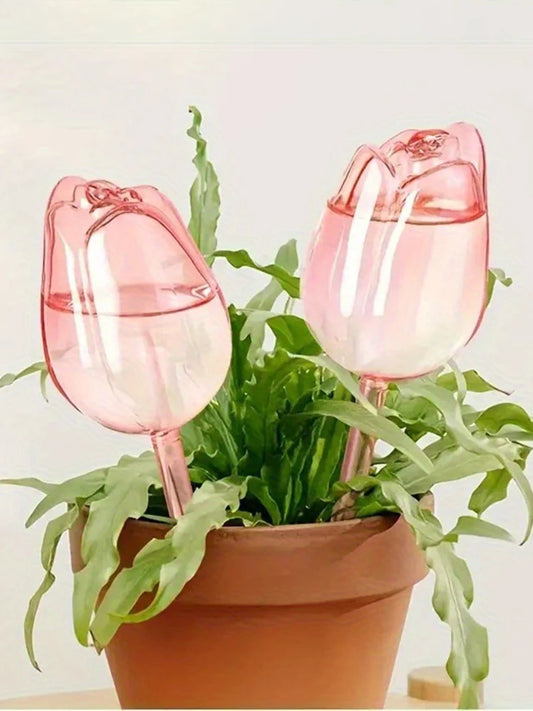 Garden Pink Tulip Plant Watering Balls, Suitable For Indoor Outdoor Plants, Automatic Plant Drippers, And Automatic Watering
